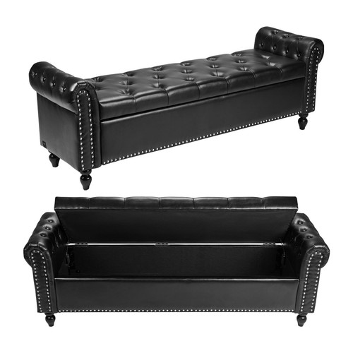 Button tufted storage ottoman - storage,